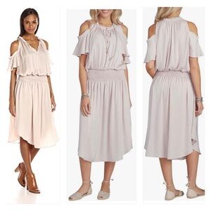 Democracy blush ruffle cold shoulder smocked waist prairie dress size XL